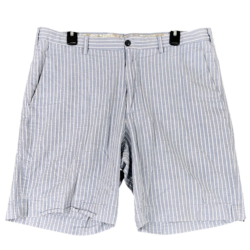 Berle Seersucker Striped Shorts Mens 38 Flat‎ Front Lightweight Coastal Summer